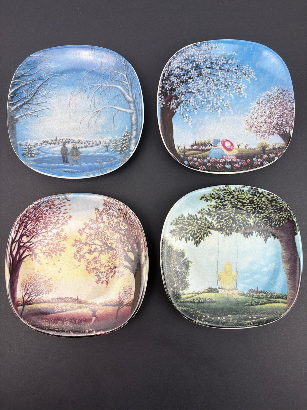4 Arabia Finland Seasons Decorative Plates Set Summer Winter Spring Fall Autumn